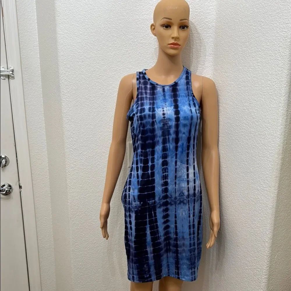 Fashion Nova Blue Tie-Dye Midi Dress